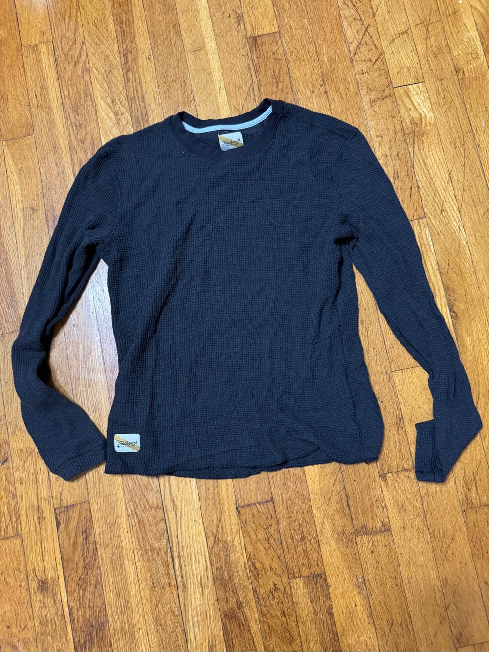 Tracksmith Black Fells Waffle Knit Long-Sleeve Wool Shirt